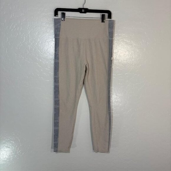 Vuori Pants Womens Large Beige Gray High Rise Leggings Colorblock Side VW462 - Picture 1 of 9